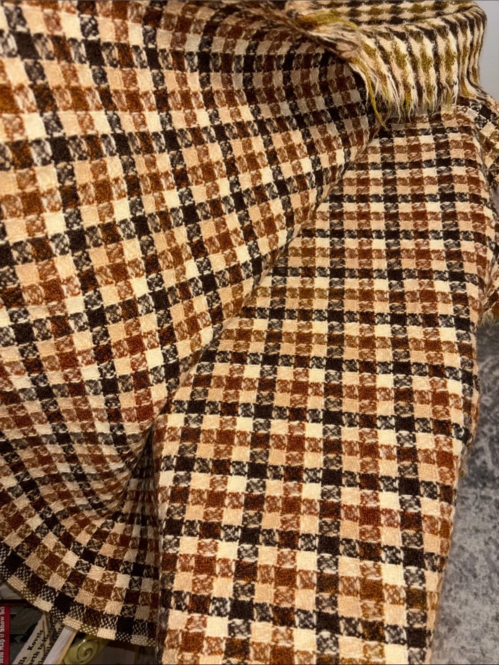 Vintage Pendleton wool throw cream and brown